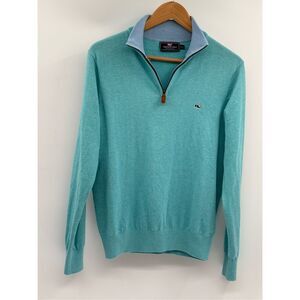 Vineyard Vines 1/4 Zip Sweater Men‎ Small Light Blue Green Aqua Pullover